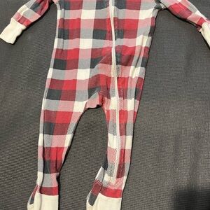 Burt's Bees Baby Red and White Plaid Footie